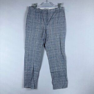 Ann Taylor Ankle Plaid Pants Womens Size 2 Mid Rise Slim Leg Blue Was $87